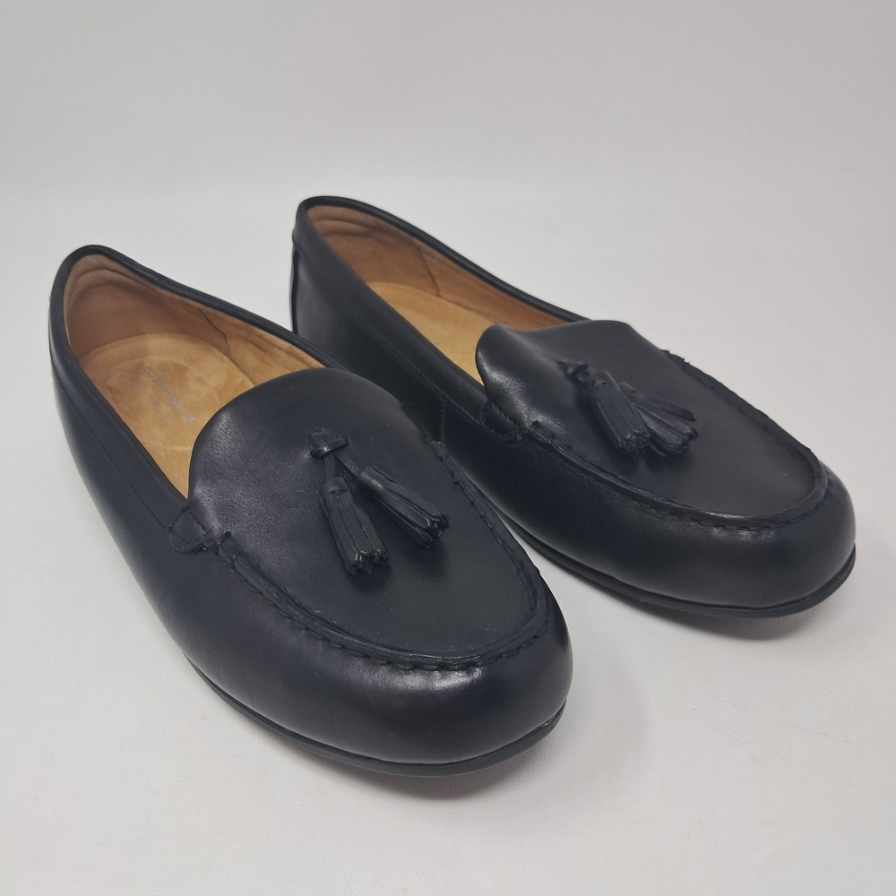 Easy Spirit Womens 8W Black Leather Joandra Tassel Loafers Slip On Shoes Wide